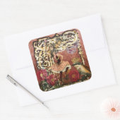 Roos Gypsy Dancer Franse Collage Vierkante Sticker (Envelop)