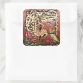 Roos Gypsy Dancer Franse Collage Vierkante Sticker (Tas)