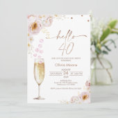 Roos Hallo bloemblaadjes Champagne Glass Kaart (Staand voorkant)