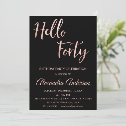 Roos Hallo Gold Foil Kaart (Staand voorkant)