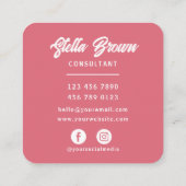 Roos Hallo roze Vierkante Visitekaartje (Achterkant)