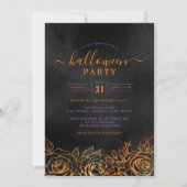 Roos Halloween Oranje Zwart Feestje Kaart (Voorkant)