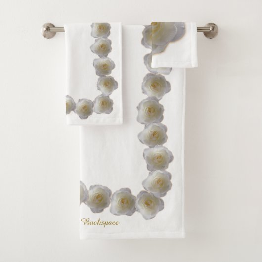 Roos handdoeken sets gepersonaliseerde witte rozen (Insitu)