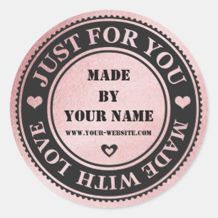 Roos handgemaakt voor jou met liefde ronde sticker