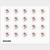 Roos Handgetekende Bloemen retouradres Ronde Sticker (Vel)