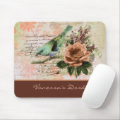  Roos handschrift en vogel op roest Muismat (Met muis)