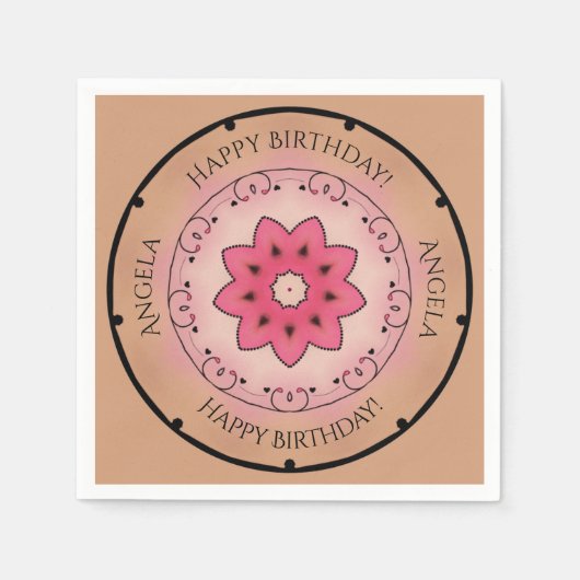 Roos Happy Birthday Servet (Voorkant)
