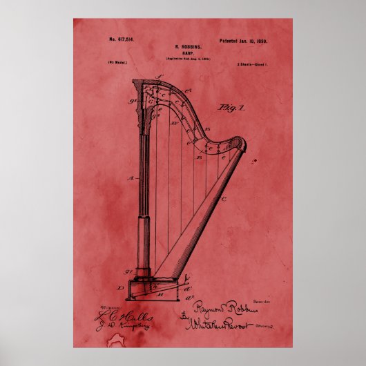 Roos Harp Patent Poster (Voorkant)