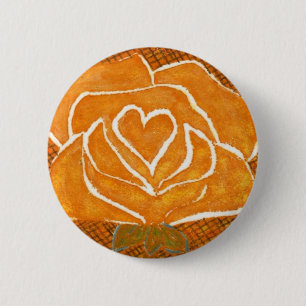 "Roos hart 3" Floral Button
