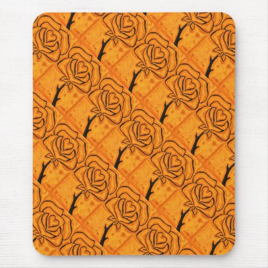 "Roos hart #5" Getelegrafeerd patroon Floral Mouse Muismat (Voorkant)