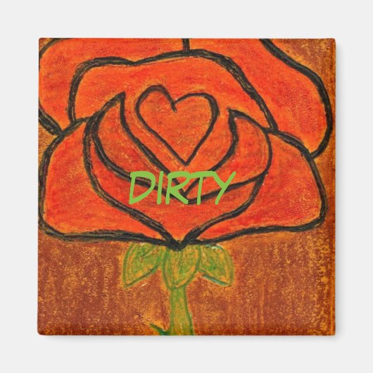 "Roos hart 6" vuile wasmachine Status Magnet (Voorkant)