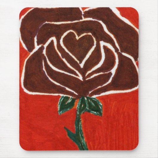 "Roos hart #7" Floral Mousepad Muismat (Voorkant)