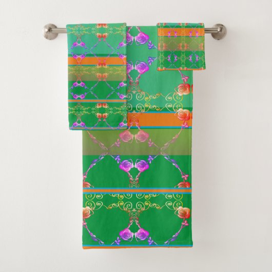 Roos Hart Abrikozen en Blauwgroen handdoeken (Insitu)