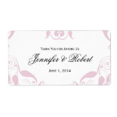 Roos Hart Bloemen Bruiloft Water Flesje Label (Voorkant)