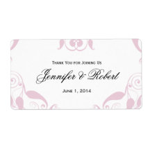 Roos Hart Bloemen Bruiloft Water Flesje Label