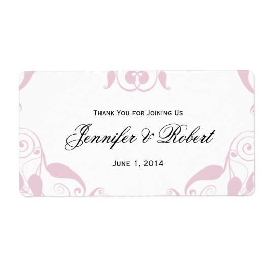 Roos Hart Bloemen Bruiloft Water Flesje Label (Voorkant)