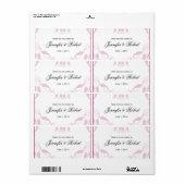 Roos Hart Bloemen Bruiloft Water Flesje Label (Full Sheet)