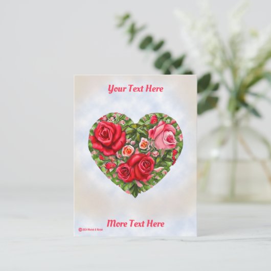 Roos hart Briefkaart (Staand voorkant)