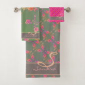 Roos hart- en kindermonogram handdoeken (Insitu)