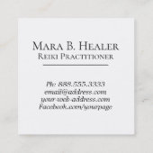 ** Roos Hart Lotus Nirvana Yoga Massage Reiki Vierkante Visitekaartje (Achterkant)