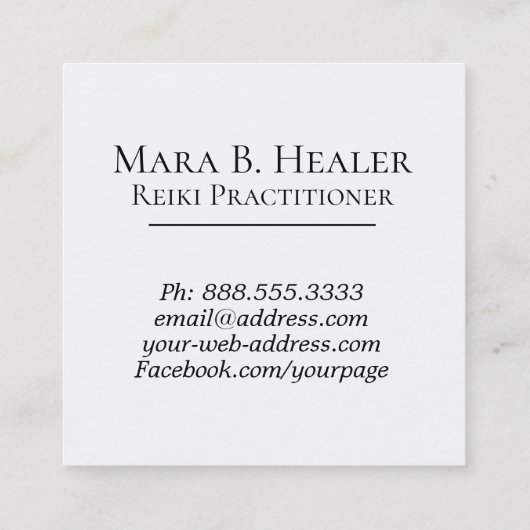 ** Roos Hart Lotus Nirvana Yoga Massage Reiki Vierkante Visitekaartje (Achterkant)