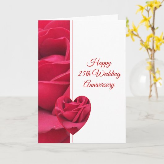 Roos Hart Persoonlijk 25-jarig Huwelijksjubileum Kaart (Gele Bloem)