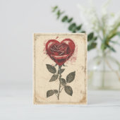 Roos hart  Valentijnsdag Briefkaart (Staand voorkant)