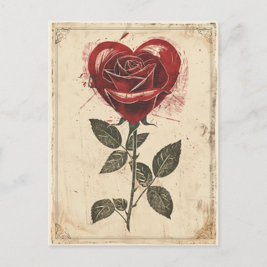 Roos hart  Valentijnsdag Briefkaart (Voorkant)