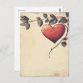 Roos Hart  Valentijnsdag liefdesbrief Briefkaart (Voorkant / Achterkant)