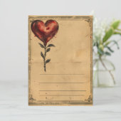 Roos Hart Valentijnsdag Vintage Feestdagenkaart (Staand voorkant)