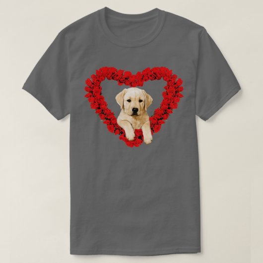 Roos Hart Yellow Lab Puppy Valentijnsdag Cute T-shirt (Design voorkant)