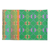 Roos Harten Abrikozen en Groene Pillowcase Kussensloop (Achterkant-Links)