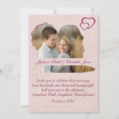 Roos Harten Bruid en Bruidegom Vorm Fotobruiloft Kaart (Voorkant)