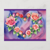 Roos harten feestdagenkaart (Voorkant)