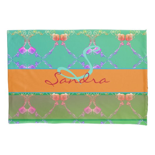 Roos Harten Monogram Abriot Pillowcase Kussensloop (Voorkant)