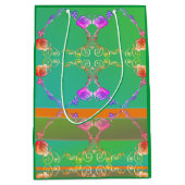 Roos Harten op Abrit & Groene Gift Bag Medium Cadeauzakje (Voorkant)