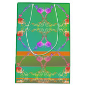 Roos Harten op Abrit & Groene Gift Bag Medium Cadeauzakje (Achterkant)