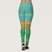 Roos Harten op Blauwgroen en abrikozenvlees Leggings (Achterkant)