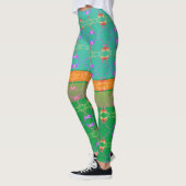 Roos Harten op Blauwgroen en abrikozenvlees Leggings (Links)