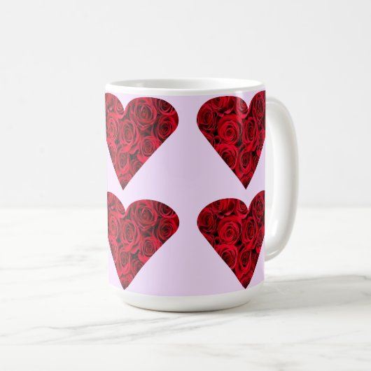 Roos Harten op roze beker Mok (Voorkant rechts)
