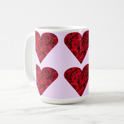 Roos Harten op roze beker Mok (Voorkant links)