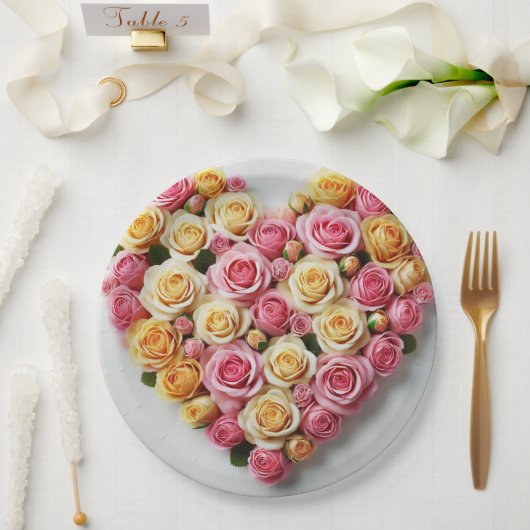 Roos Hartpapier Borden 9" Papieren Bordje (Huwelijk)