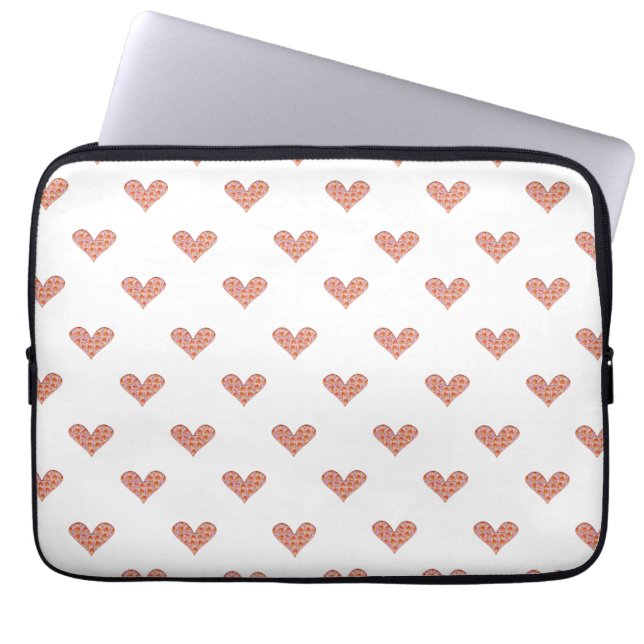 Roos hartpatroon laptop sleeve (Voorkant)