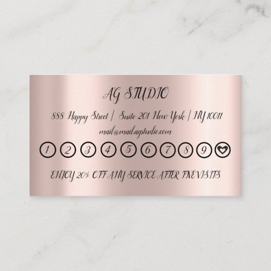 Roos Heart Gift Certificate Black 10 Loyalty Afsprakenkaartje (Achterkant)