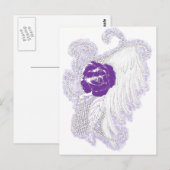 Roos Heart Paars Briefkaart (Voorkant / Achterkant)