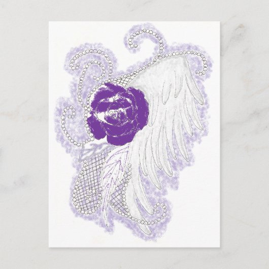 Roos Heart Paars Briefkaart (Voorkant)