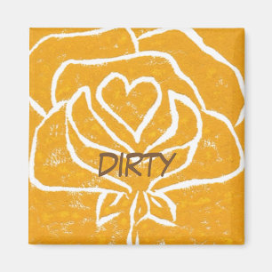 "Roos Heart Yellow" Dirty Dishwasher Status Magnet