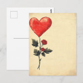  Roos HeartvLove Valentijnsdag Briefkaart (Voorkant / Achterkant)