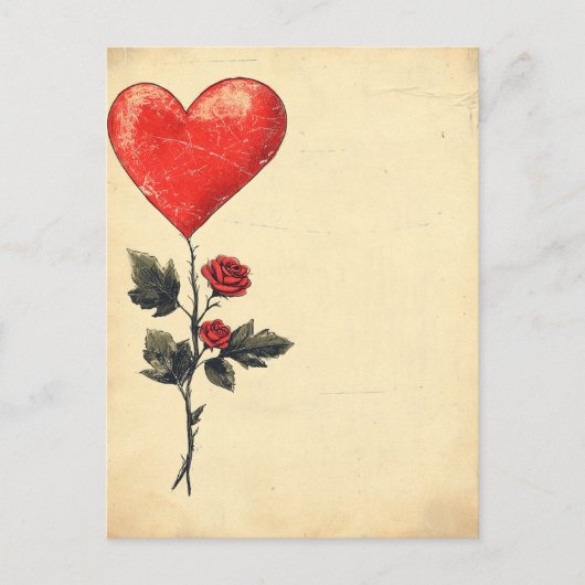  Roos HeartvLove Valentijnsdag Briefkaart (Voorkant)