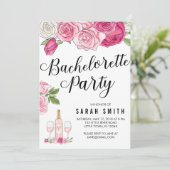 Roos hele dag roze vrijgezellenfeest kaart (Staand voorkant)